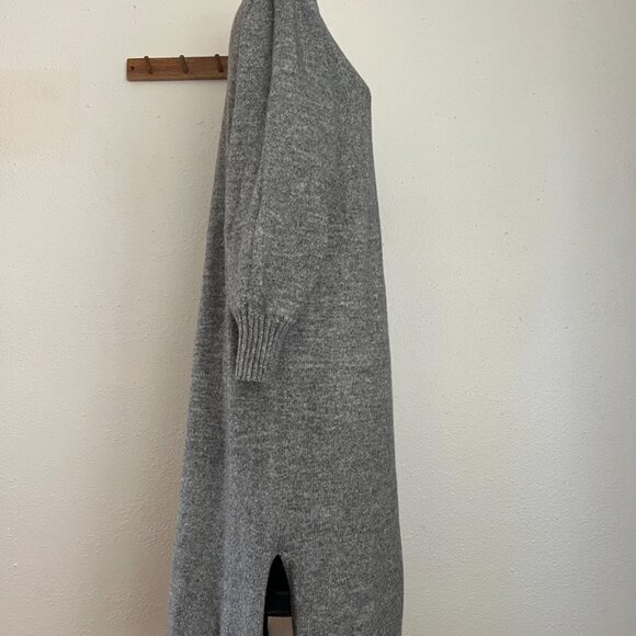 Grey Knit Sweater Maxi Dress with High Neck - Picture 8 of 9